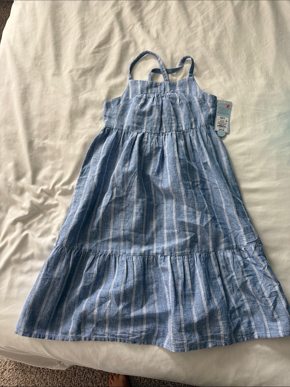 Cat & Jack Blue and White Striped Tiered Sundress